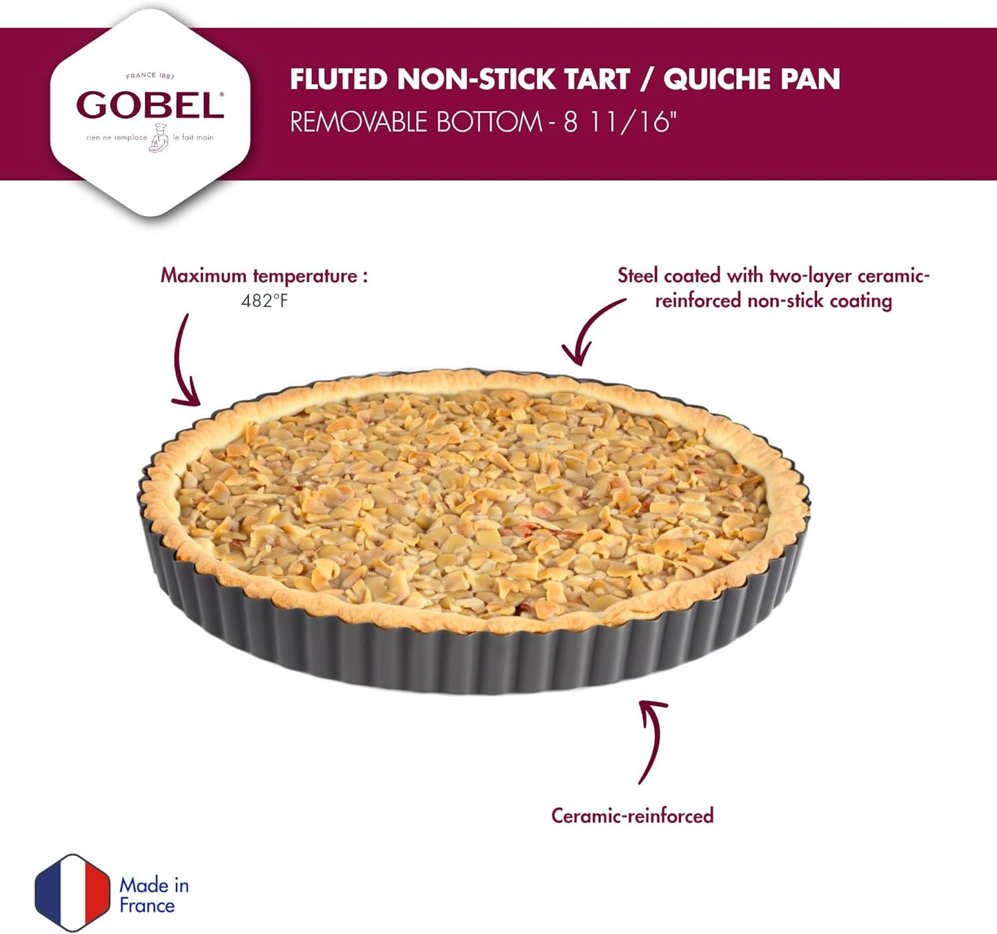 Paderno World Cuisine 8.625 Inch Fluted Non-Stick Tart Pan with Removable Bottom