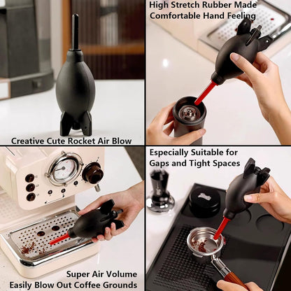 Espresso Coffee Machine Cleaning Brush Kit with Portafilter Cleaning Disc (Dual Head Brush with Rocket air Blower)
