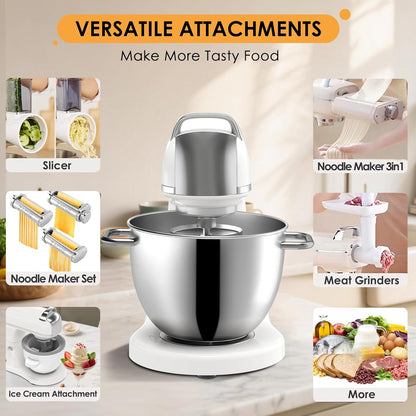 ZACME 8.4QT Commercial Stand Mixer 800W with NSF Certified and Aluminum Die Casting, Mixers Kitchen Electric Stand Mixer with Stainless Steel 8L Bowl, Dough Hook, Whisk and Beater, Porcelain