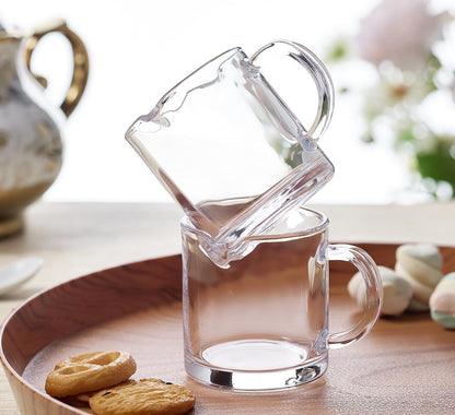 Ackers Espresso Cups Single, 4 OZ Double Spouts Cups, Milk Cup with Handle, Clear Glass