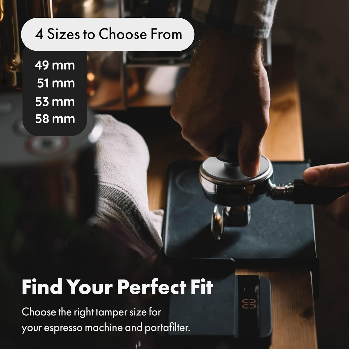 LuxHaus Espresso Tamper - 53mm Calibrated Coffee Tamper for Espresso Machine with Spring Loaded 100% Flat Stainless Steel Base
