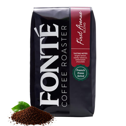 Fonte Coffee Roaster - French Press Coffee - Medium-Dark Fresh Roast - Roasted in Seattle - Single Origin - Bright Lemon, Earthy Peat, Bittersweet Chocolate - 12 oz - First Avenue