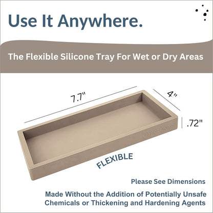 Countertop and Vanity Tray - Small 7.7” Silicone Tray for Soap Dispenser Bottles, Bathroom Trays, Kitchen Sink Trays, Sink Caddy Kitchen Sinks Organizer, Soap Dish & Sponge Holder Mat