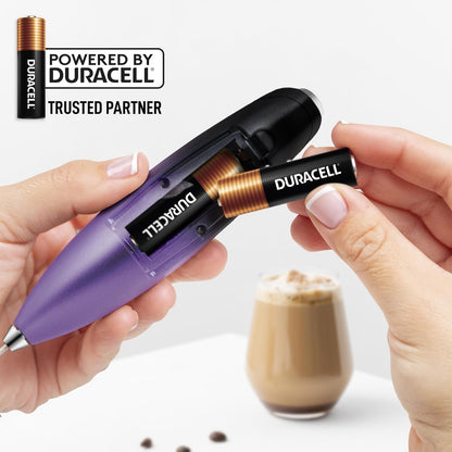 Zulay Kitchen Patented Tornado Triple Whisk Milk Frother with 4 Duracell Batteries – Handheld Foam Maker for Coffee, Lattes, Matcha & Hot Chocolate – Rich, Creamy Froth in Seconds