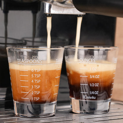 Shot Glasses Measuring cup Espresso Shot Glass Liquid Heavy Wine 2 Pack 26-Incremental Measurement 1oz, 6 Tsp, 2 Tbs, 30ml By BCnmviku (2pack-White)