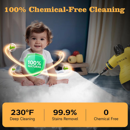 Steam Cleaner, Handheld Steam Cleaner, Steam Cleaner for Home with 16 Accessories and Automatic Steam Switch, Steamer for Cleaning Home, Living Room, Kitchen, Bathroom, Car (Yellow)