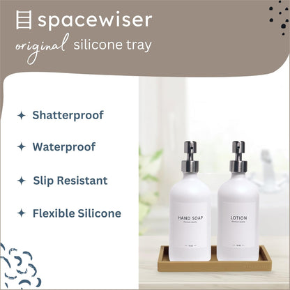 Countertop and Vanity Tray – Small 7.7" Silicone Soap Dispenser Trays, Flexible Bathroom Trays, Dish Soap Holder Kitchen Counter Caddy, Organizer Sink Tray for Soaps Bottles, Sponge, Keys