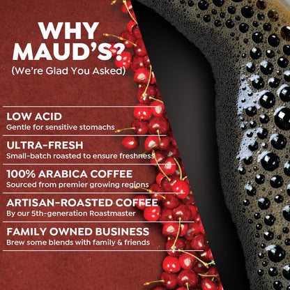 Maud's Cherry Flavored Coffee Pods, 36 ct, Medium Roast Flavored Coffee in Recyclable Single Serve Pods – 100% Arabica Beans, Compatible with Keurig K Cups Maker