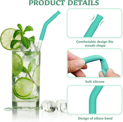 KEIFIN 6 Pcs Silicone Straw Tips 6mm 8mm Set Reusable Food Grade Rubber Straw Tips for Metal Glass Straws Replaceable Elbow Covers Fit for 6/8 mm Outer Diameter Straws