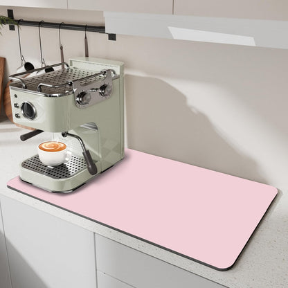 Dish Drying Mat for Kitchen, 15.7'' x 23.6'' Coffee Bar Mat for Countertops, Coffee Station Pad Mats with Non-slip Rubber Backed, Absorbent Dish Dying Mat for Kitchen Counter, Pink