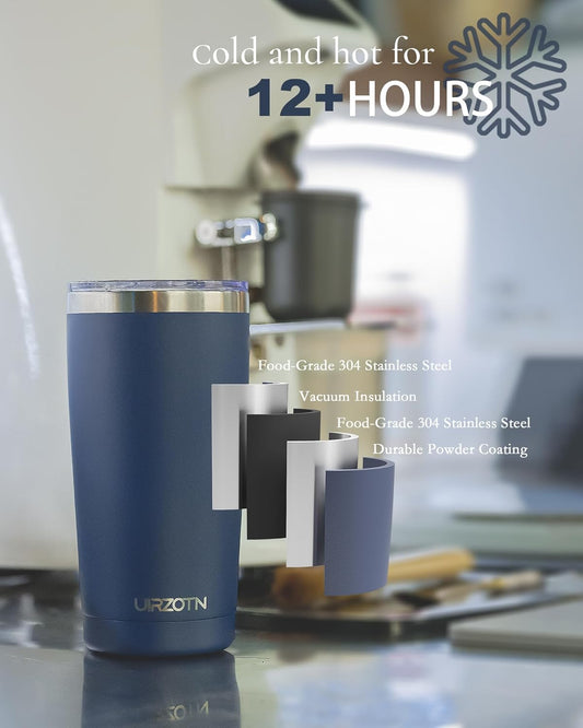 Travel Coffee Tumbler 20oz, Leakproof Travel Coffee Mug with Lid and Straw, Stainless Steel Double Wall Vacuum Insulated Tumbler for Hot/Iced Drinks (Textured Matte, Periwinkle)