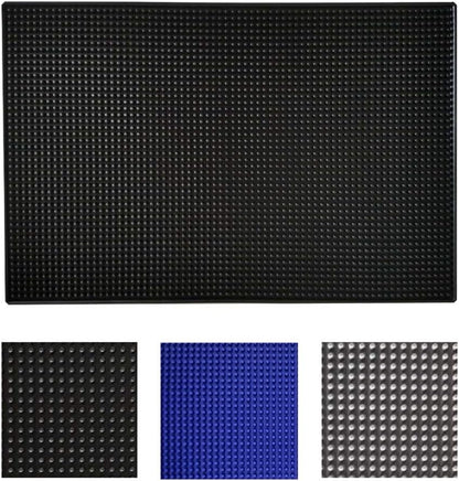 17.7" x 11.8" Rubber Bar Mats, Non-Slip and Anti-Spill Non-Toxic Soft Rubber Mats, Coffee Bars, Bars, Restaurants and Barbers Service Mats, Black, 2Pack