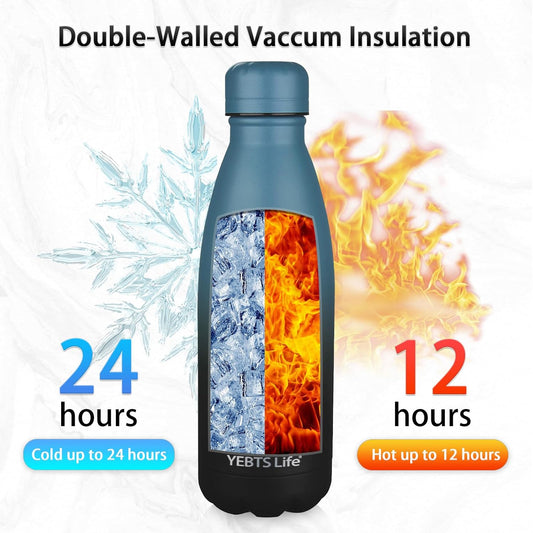 Insulated Water Bottle,2 Pack-12oz Stainless Steel Water Bottles with straw lid,Metal Sports Thermos Water Bottles for Boys,Girls,Double Wall Vacuum BPA-Free Flask for Sports (Purple-SeaIndigo)