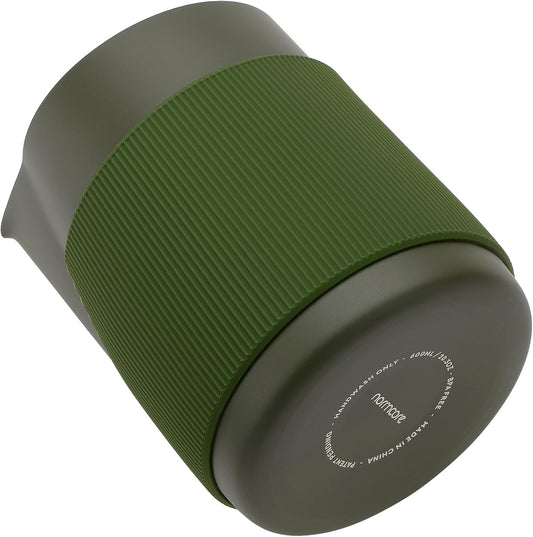 Normcore Handleless Milk Frothing Jug, Milk Pitcher 20.3 oz, Stainless Steel Latte Art Pitcher with Sharp Spout, Heat-Resistant Grip, Green, 600 ml