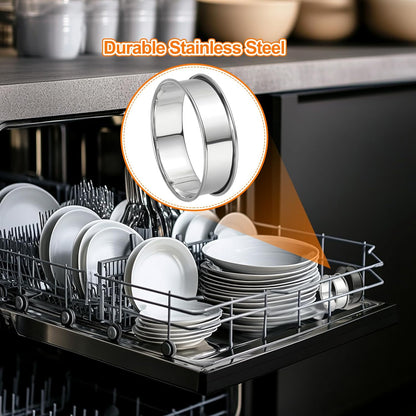 HARFINGTON 4pcs Crumpet Rings 3.15" Nonstick Round Cake Ring Stainless Steel Double Rolled English Pastry Rings for Kitchen Baking Crumpet Dessert, Silver
