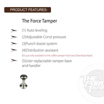 The Force Tamper Automatic Impact Adjustable Constant Pressure and Autoleveling Coffee Tamper Black Mirror Jellyfish AL Handle Set Pro (Flat-Distribute Set, 58.50mm)