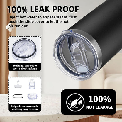 20 oz Tumbler with Lids and Straws, Stainless Steel Insulated Coffee Tumbler, Double Wall Vacuum Insulated Travel Mug Cup, Leakproof Thermal Coffee Cup for Hot and Cold Drinks (black)