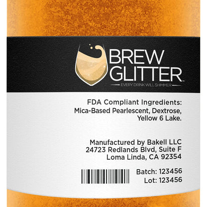 Orange BREW GLITTER Edible Glitter For Drinks, Cocktails, Beer, Garnish Glitter & Beverages | KOSHER & HALAL Certified | 100% Edible & Food Grade | Vegan, Gluten, Nut Free (50g, Orange)