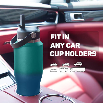 Insulated Water Bottle 40oz with Straw/Spout Lids, Stainless Steel Water Bottles Keep Cold 24h&Hot 12h, Metal Water Bottle with Straw that Fits in Cup Holder, Water Bottle Leak-proof,BPA Free