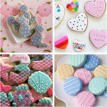 Cookie Stencils for Royal Icing Cookies Sugar Cookie, 16 Pcs 6x6in Reusable Plastic Biscuit Cake Stencils with Checkered Star Heart Dog Paw Shapes for Airbrush Baking Craft Drawing DIY Art Decor