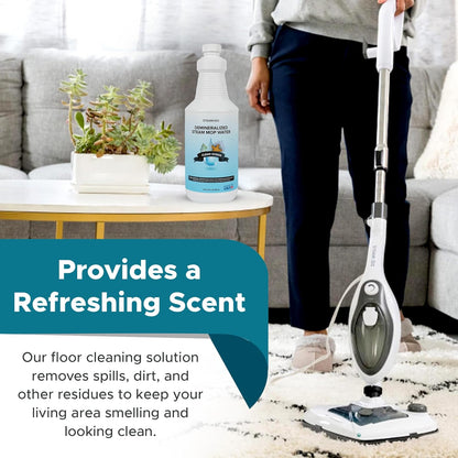 Steam & Go Demineralized Water - Multisurface Cleaner, PVC-Free Ready-to-Use for Mops & Floor Steamers - Ideal for Kitchen, Bathroom, & Home Surfaces - Clean Ocean Scent - 32oz (Pack of 18)