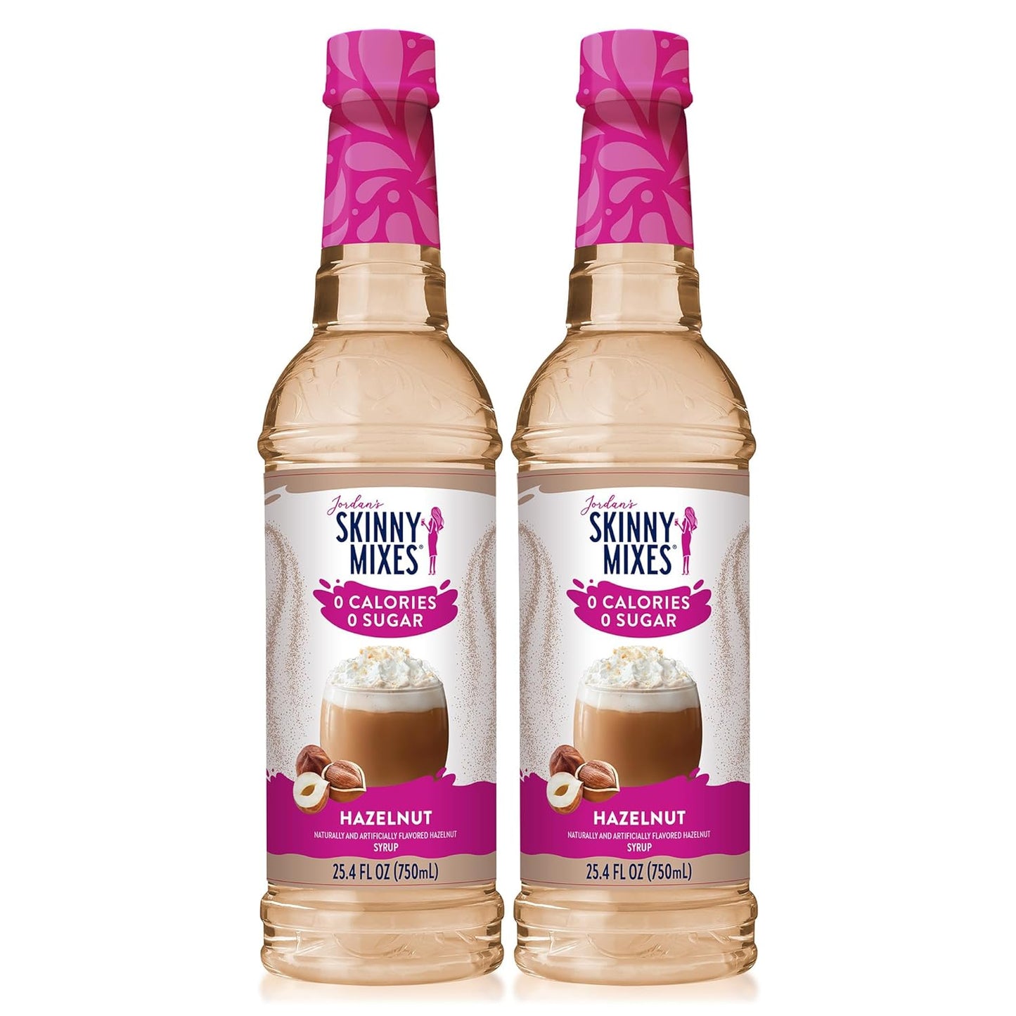 Jordan's Skinny Syrups, Hazelnut Coffee Syrup, Sugar Free, 25.4 Ounces (Pack of 2), Zero Calorie Drink Flavoring & Mixes