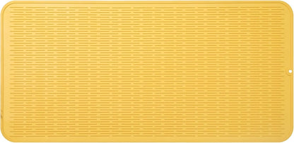 Silicone Dish Drying Mat for Multiple Usage,Easy clean,Eco-friendly,Heat-resistant Silicone Mat for Kitchen Counter or Sink,Refrigerator or Drawer Liner Yellow 5XL 36inches x 18inches