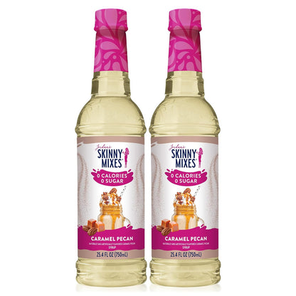Jordan's Skinny Syrups Sugar Free Coffee Syrup, Caramel Pecan Flavor Drink Mix, Zero Calorie Flavoring for Chai Latte, Protein Shake, Food & More, Gluten Free, Keto Friendly, 25.4 Fl Oz, 2 Pack