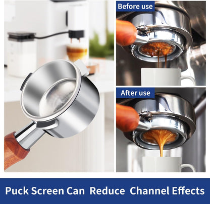 54mm Bottomless Portafilter with Stainless Steel Filter Holder & Basket - 3-Ear Espresso Filter for Breville Barista Express (BES870/878/875/840/Duo-Temp Pro) - Durable Solid Wood Handle –by Aeglemana