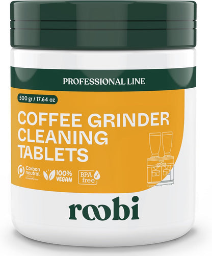Roobi Professional Coffee Grinder Cleaning Tablets. Carbon Neutral Coffee Grinder Cleaner. Up to 14 cleans, 500gr.
