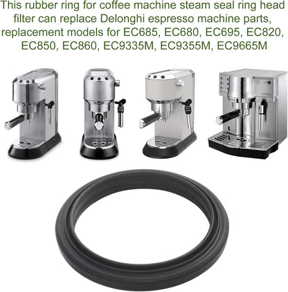 58mm Silicone Steam Ring 2 Pack for Delonghi Espresso Machine Steam Seal Ring Head Filter Silicone Gasket for D'Lh Espresso Machine Parts EC685 EC680 EC695 EC820 EC850 EC860 EC9335M EC9355M EC9665M