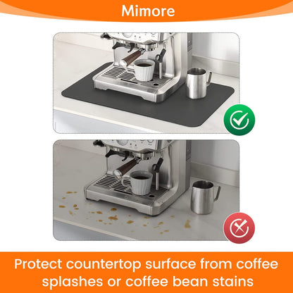 Mimore Coffee Mat - 18x24 Inch Grey Countertop Mat - Absorbent, Hides Stains, Rubber Backed - Dish Drying Mat Fits Under Coffee Maker or Espresso Machine (Compatible with Ninja Luxe Cafe)