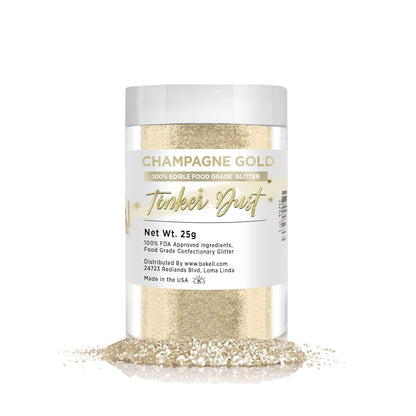 Bakell Bulk Size | Champagne Gold/Beige Edible Tinker Dust Edible Glitter Jar | Food Grade Gourmet Dessert, Foods, Drink Garnish Cream 25g