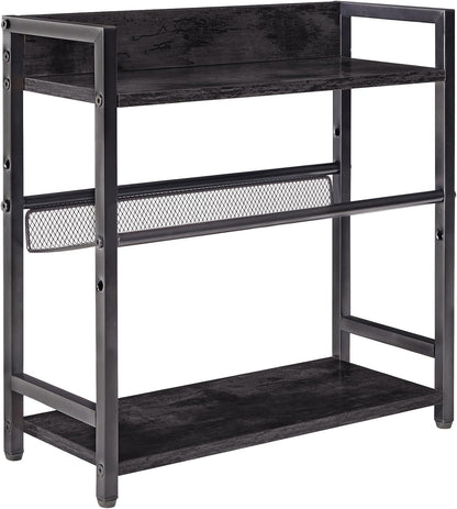 IBUYKE 3-Tier Spice Rack Industrial Counter Shelf Desktop Storage Organizer Standing Seasoning Rack for Countertop Kitchen Office Living Room Desktop Black UTLJ021B