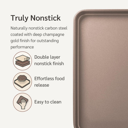 Premium PFOA free Nonstick Baking Pans Bundle of 4 items: 13 x 18 inch Half Baking Sheet Set of 2, 5 x 9 inch Loaf Bread Pan, 9 x 13 inches Cake Baking Pan