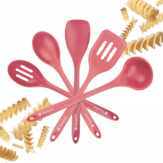 Starpack 'Stir & Serve' Silicone Cooking Utensils Set (5 Pcs) - Kitchen Utensils Set Heat Resistant to 600°F - Kitchen Utensils for Nonstick Cookware - Silicone Utensil Set for Mixing & Cooking
