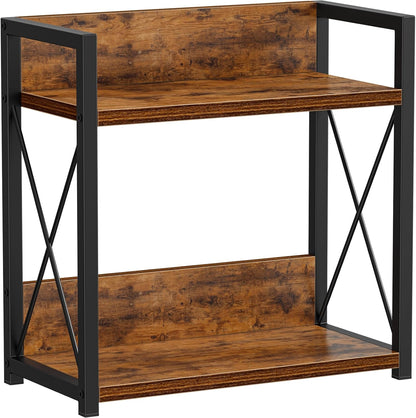 Giikin Kitchen Counter Shelf, Kitchen Countertop Organizer, 2 Tier Spice Rack for Counter, Wood Coffee Bar Organizer for Coffee Station (Brown, L)