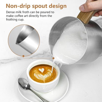 AMZCHEF 8-IN-1 Milk Frother and Steamer 550 Watts, 21 oz Split Stainless Steel Automatic Steamer, Milk's Warmer for Latte, Cappuccino, Hot and Cold Froth, Heated Milk, Hot Chocolate, Baby Food silver