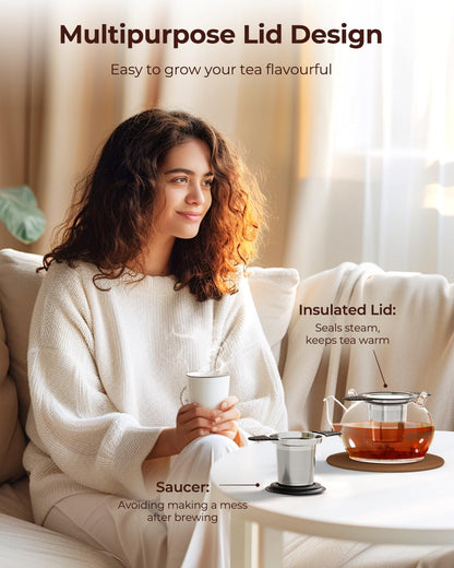 Reinmoson Large Tea Strainers & Filters for Loose Tea Single Cup, 304 Stainless Steel and Food Grade Silicone Extra Fine Mesh Tea Infusers for Loose Tea