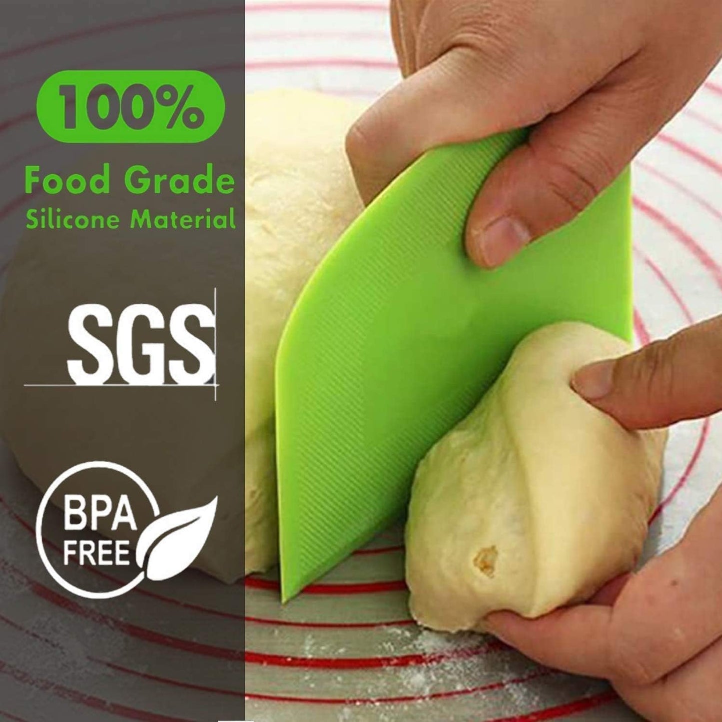 SURDOCA Dough Scraper Bench Scraper - 3P 7.1x4.9" Plastic Flexible Bowl Scraper, Sharp Edge & Angles Cake Scraper. Non-Slip Bakeware Decorating Tools Sculpting & Modeling Tools - White+Yellow+Green