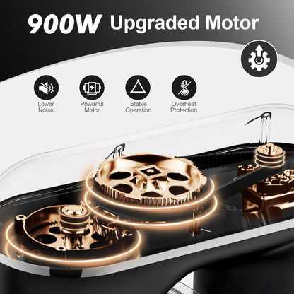 Kitchen in the box 7QT 900W 10-Speed Stand Mixer, Tilt-Head Kitchen Electric Mixer with Dough Hook, Whisk & Flat Beater(Onyx Black)