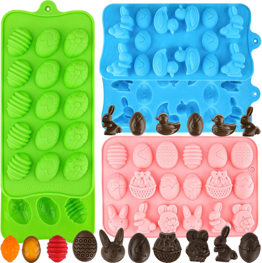 Easter Egg Silicone Mold for Chocolate 5 Packs Egg Shaped Mold Baking Pan for Easter Party Hot Chocolate Bombs Fondant Candy Jelly Dome Mousse Cake Topper Making