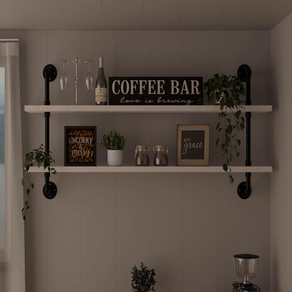 Floating Bookshelf Bathroom Shelves Over Toilet Industrial Pipe Shelving Pipe Shelves Rustic White Wall Shelves 36 Inch Farmhouse Book Shelves for Wall Mounted