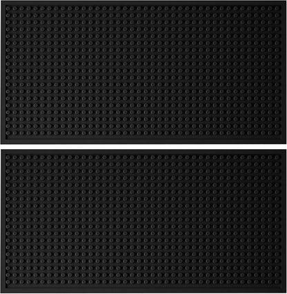 Tioncy 2 Pcs Bar Mat 6 x 12 Inch Bar Mat for Countertop Non Slip Rubber Bar Service Mat Cocktail Coffee Bar Mats for Home Bar Bartending Barbershop, Black