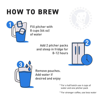 STELLA BLUE Fresh Cold Brew Coffee | Miss Peaches Blend | 100% Single Origin Arabica MEDIUM Roast | Ethically & Sustainably Sourced from Colombia | Helps Support PAWS Chicago | 6 Packets to Make 24 Cups