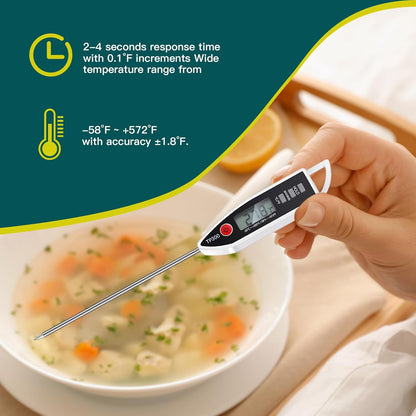 12 Set Waterproof Food Thermometer for Water, Liquid, Candle and Cooking Digital Meat Thermometer with Long Probe Instant Read for Kitchen BBQ Grill Candy (Black,White,Red)
