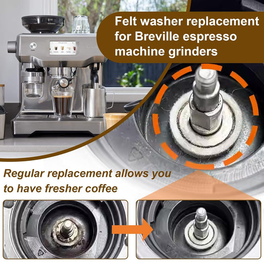 10Pcs Felt Washer Replacement for Breville Espresso Machine Grinders, Compatible with BES870, BES878, BES880, BES980, BES990, BCG600, BCG820, Breville Espresso Machine Parts