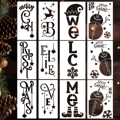 Christmas Stencils for Painting on Wood 35.4" Large Believe Let it Snow Stencil Christmas Stencils for Crafts Porch Sign Decor