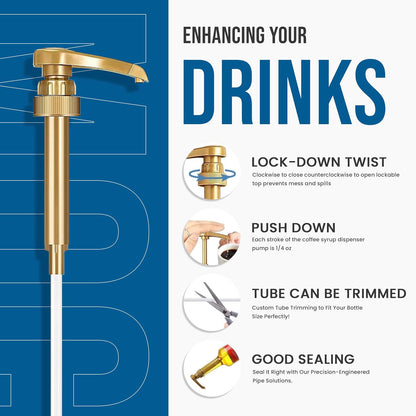 Jimoco® Syrup Pump Dispenser + Torani® Sugar Free Blue Raspberry Syrup, 25.4 oz - Coffee Syrup Pump & Flavoring Bundle