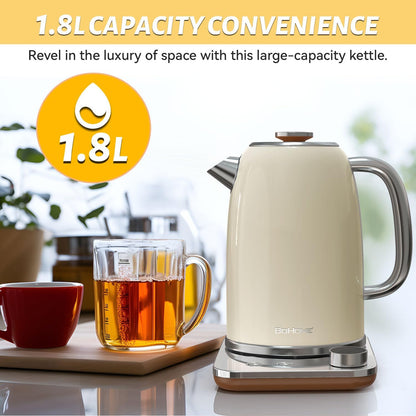 Electric Kettle, 1.8L/1200W, Stainless Steel, Control Buttons, Digital Display Panel, Keep Warm for 12 hours, Auto Shutoff, BPA-Free, Hot Water Kettle for Coffee & Tea, Electroplated handle